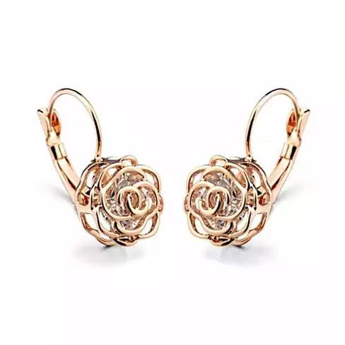 ROSE IS A ROSE 18kt Rose Crystal Earrings