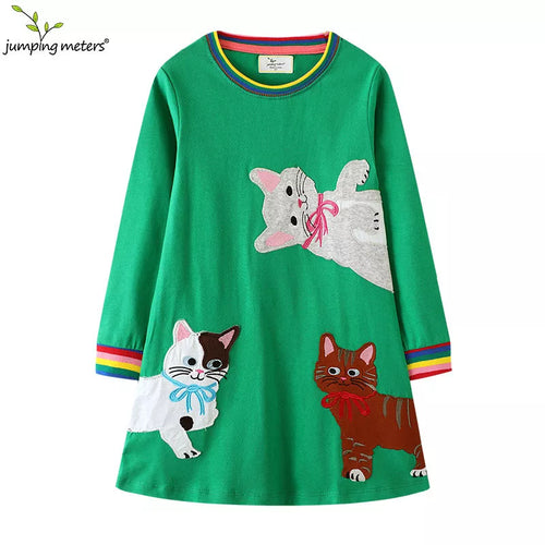 Jumping Meters New Princess Girls Dresses Animals Embroidery