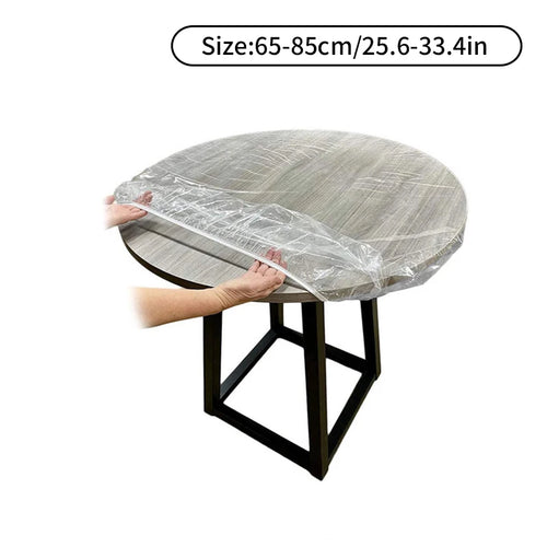 Fitted Round Elastic Tablecloth Transparent Cover