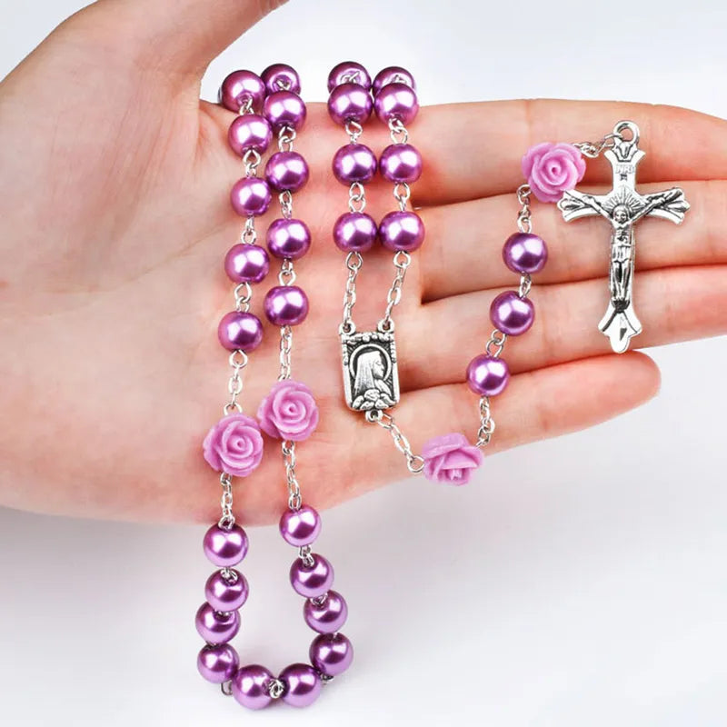 Purple Glass Bead Rosary