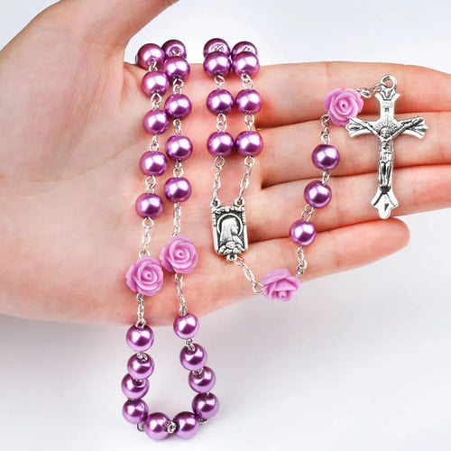 Purple Glass Bead Rosary