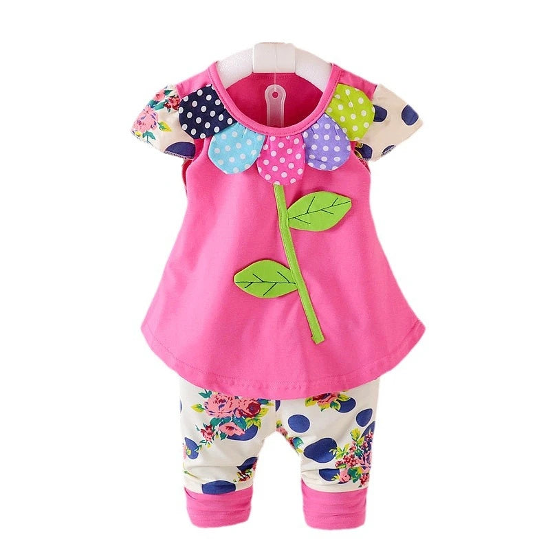 New Summer Baby Girl Clothes Suit Children Fashion Cute T-Shirt Shorts