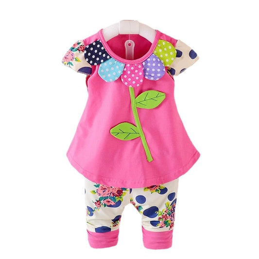 New Summer Baby Girl Clothes Suit Children Fashion Cute T-Shirt Shorts