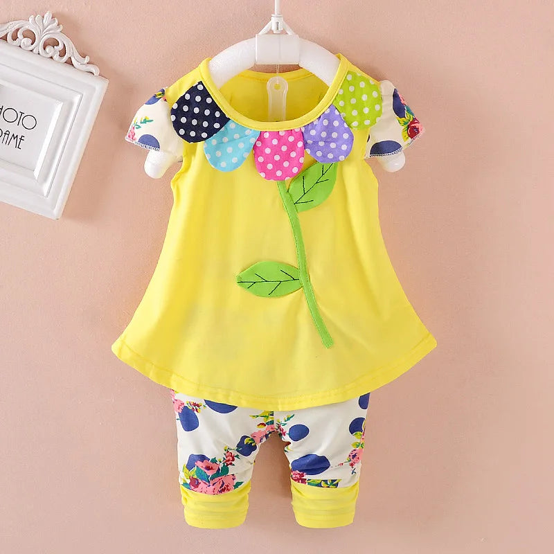 New Summer Baby Girl Clothes Suit Children Fashion Cute T-Shirt Shorts