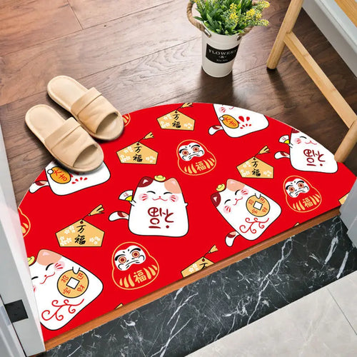 Cartoon Lucky Cat Welcome Entrance Doormats Good Fortune Rug Soft Door
