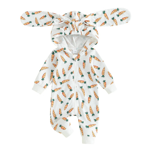 BeQeuewll Toddler Baby Easter Romper Carrot Print
