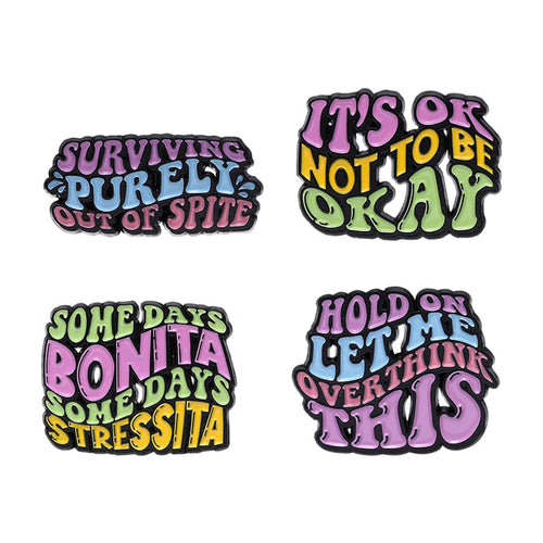 Oil Painting Quotes 3-6pcs/set Enamel Pins Custom Quotes Saying