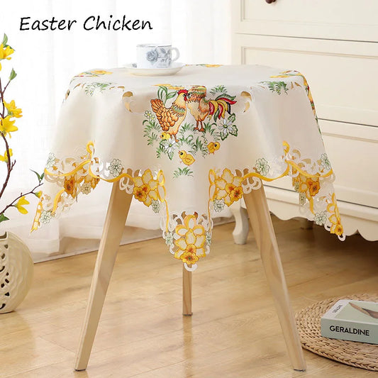 Popular Easter Chicken Embroidery Table Cloth