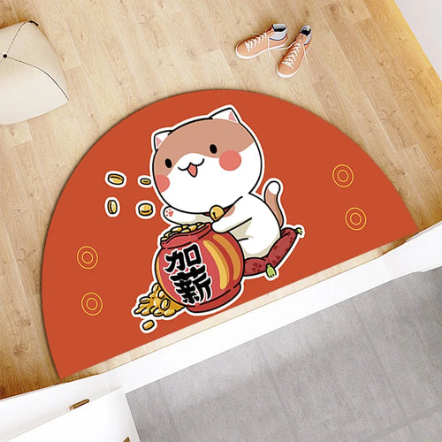 Cartoon Lucky Cat Welcome Entrance Doormats Good Fortune Rug Soft Door