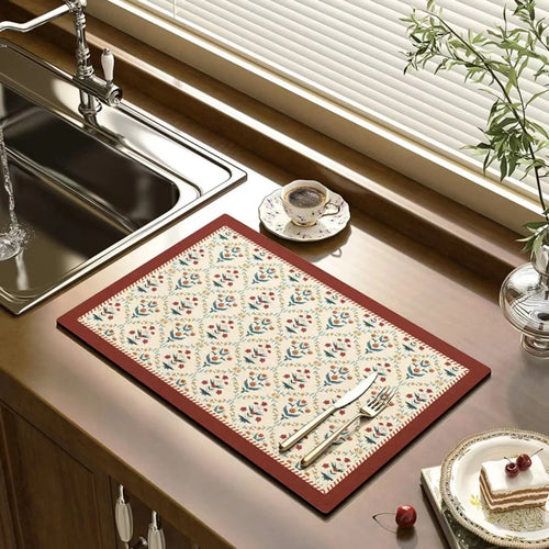 Kitchen Drying Mat Absorbent Drainage Mat Kitchen Rug Coffee Bar Mat