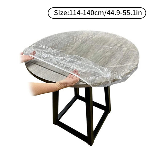 Fitted Round Elastic Tablecloth Transparent Cover
