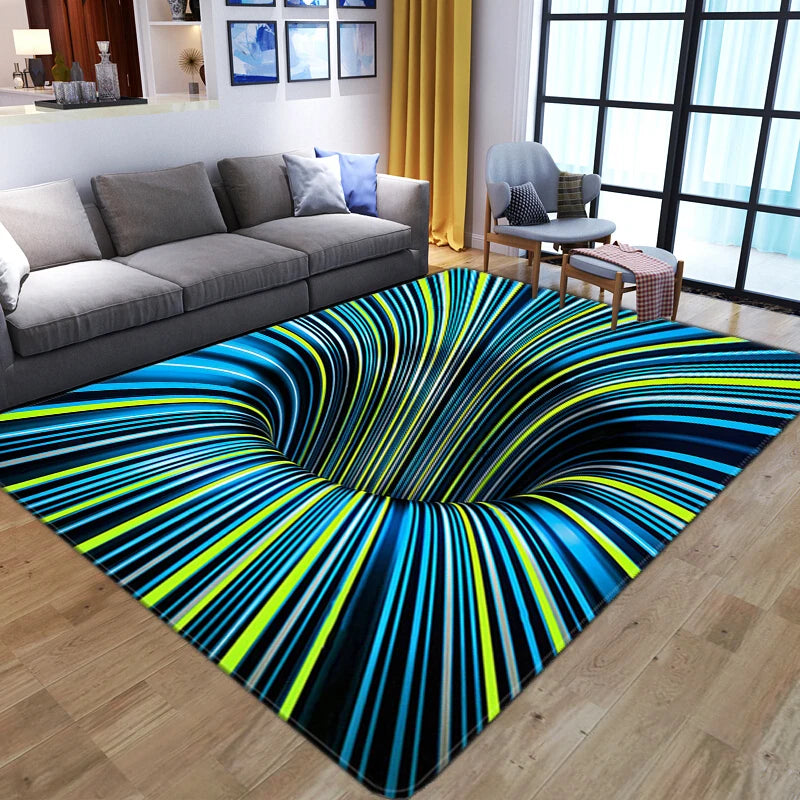 Abstract Geometric Optical Doormat 3D Vortex Illusion Carpet Entrance