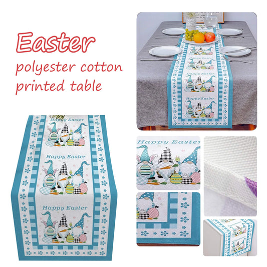 Gnome Easter Cotton Print Table Runner