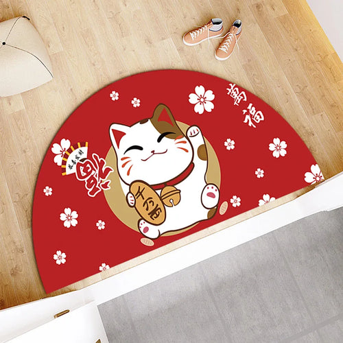 Cartoon Lucky Cat Welcome Entrance Doormats Good Fortune Rug Soft Door