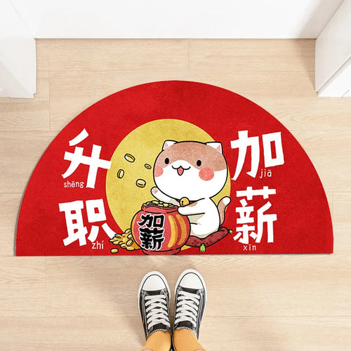 Cartoon Lucky Cat Welcome Entrance Doormats Good Fortune Rug Soft Door