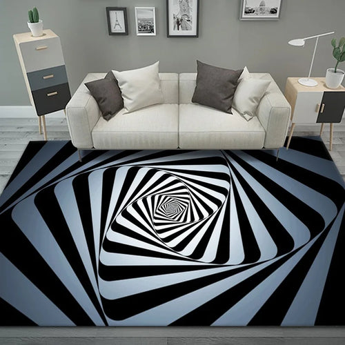 Abstract Geometric Optical Doormat 3D Vortex Illusion Carpet Entrance