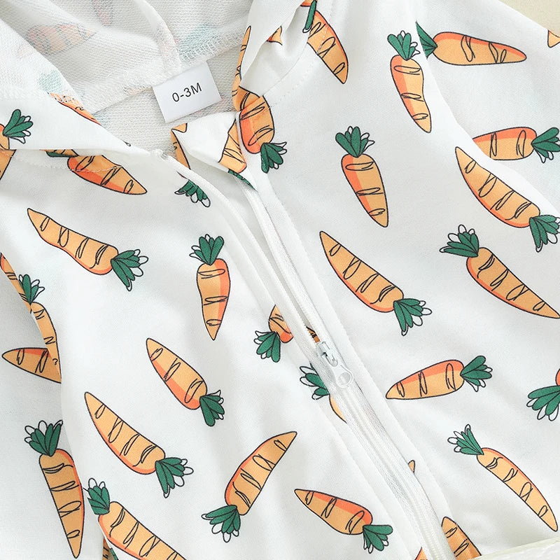 BeQeuewll Toddler Baby Easter Romper Carrot Print