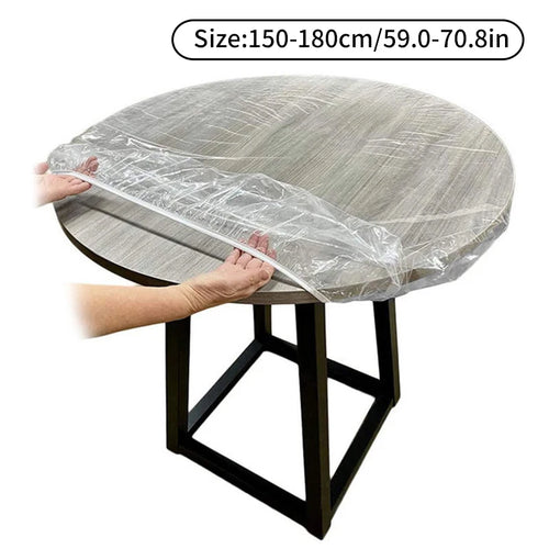 Fitted Round Elastic Tablecloth Transparent Cover