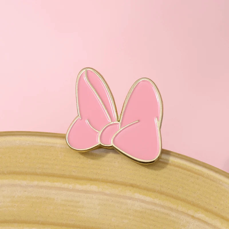 Pink Bowknot Enamel Pins Custom Cute Cartoon