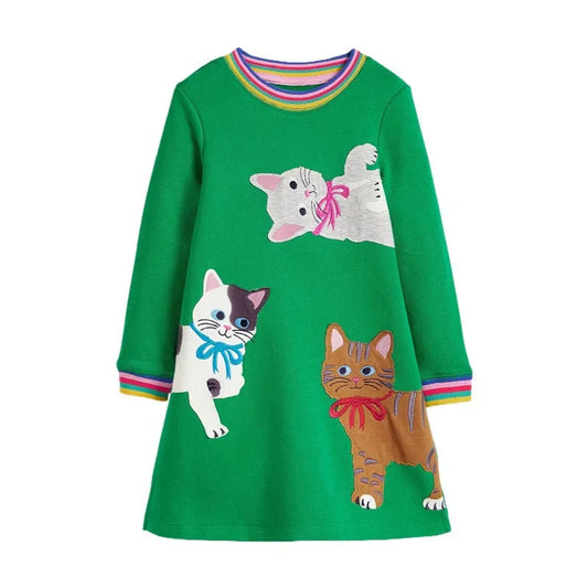 Jumping Meters New Princess Girls Dresses Animals Embroidery