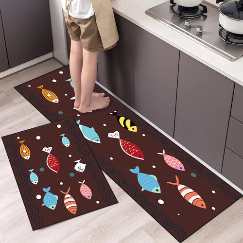 Kitchen Mat Cartoon Animals Long Strip Non-Slip Entrance Doormat