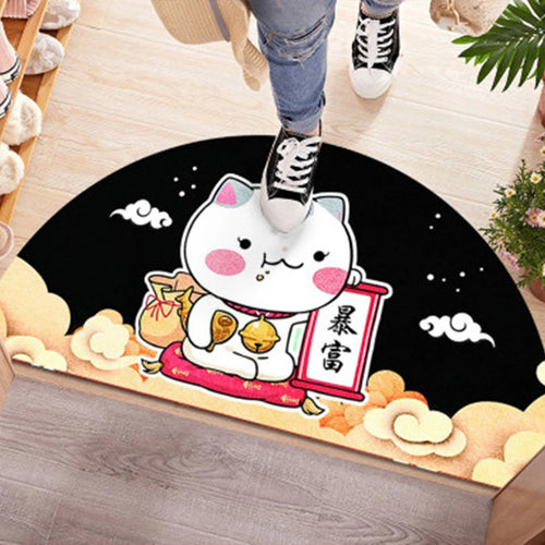 Cartoon Lucky Cat Welcome Entrance Doormats Good Fortune Rug Soft Door