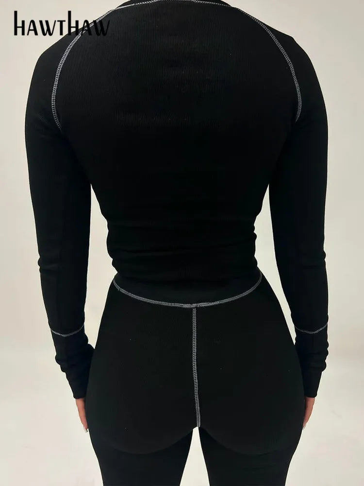 Hawthaw Women 2023 Autumn Winter Long Sleeve Tops Long Pants Two Piece