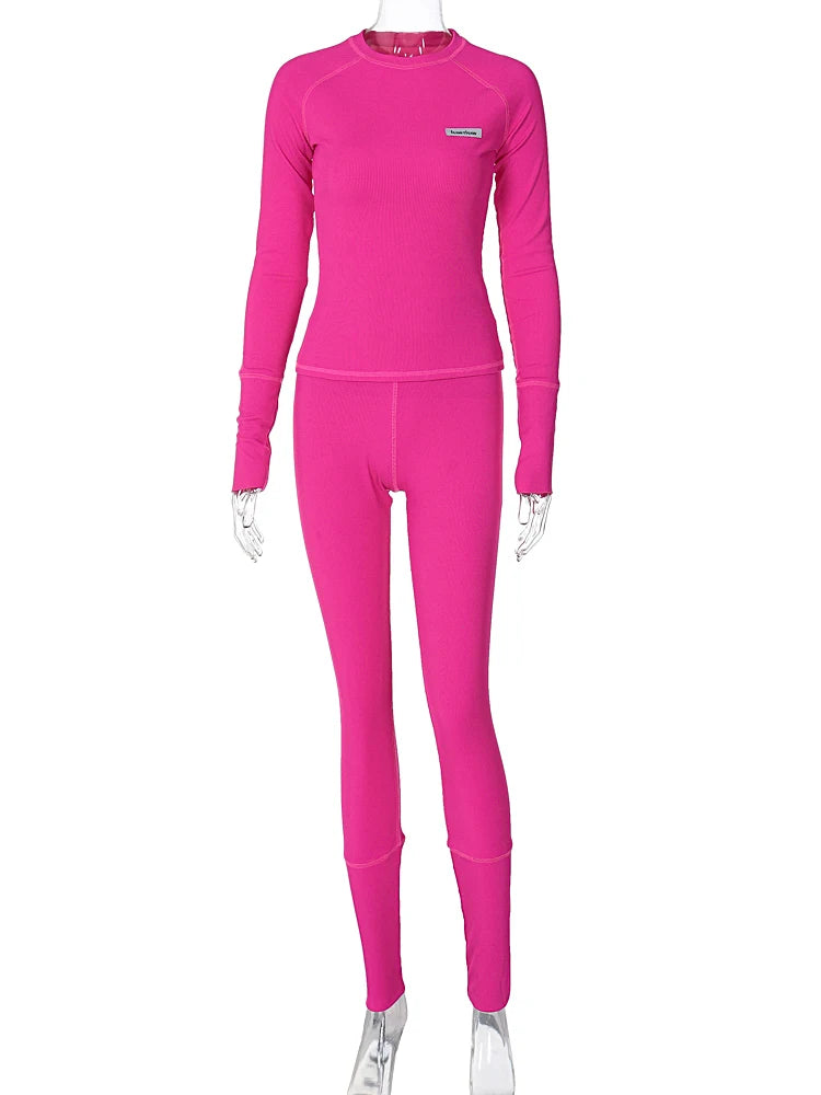 Hawthaw Women 2023 Autumn Winter Long Sleeve Tops Long Pants Two Piece