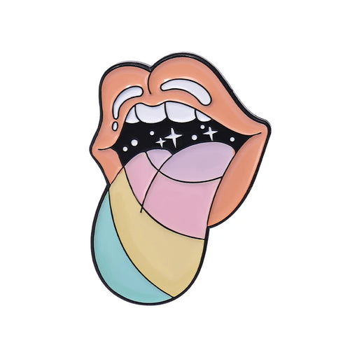 Pink Punk Enamel Pins Custom Witch Bear Tongue Ghost Call