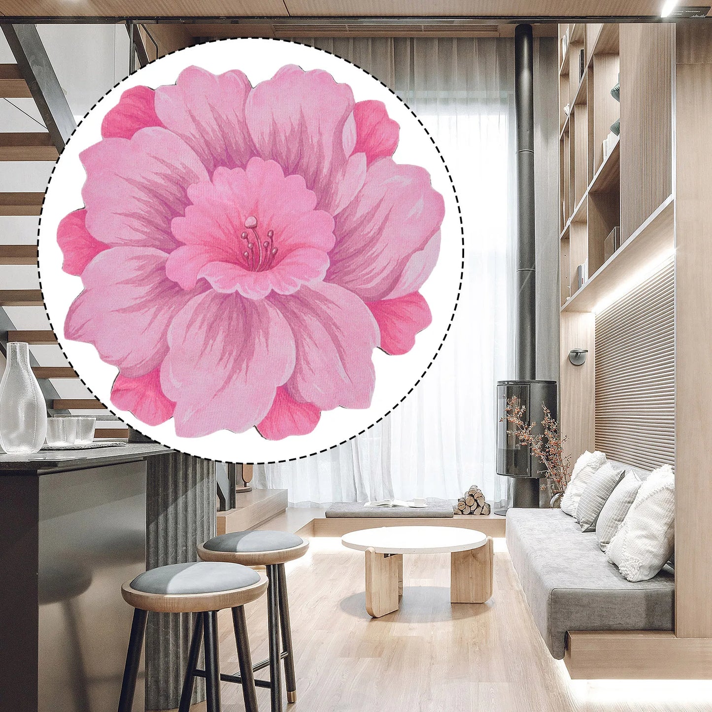 Flower Carpet Chinese Style Lotus Floor Mat Bedside Blanket Cloakroom