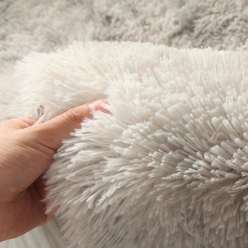 Fluffy Round Rugs For Girls Bedroom Soft Shaggy White Carpet In The
