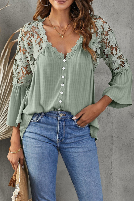 Lace Sleeve Women's Blouse