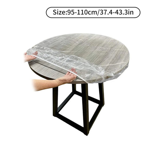 Fitted Round Elastic Tablecloth Transparent Cover