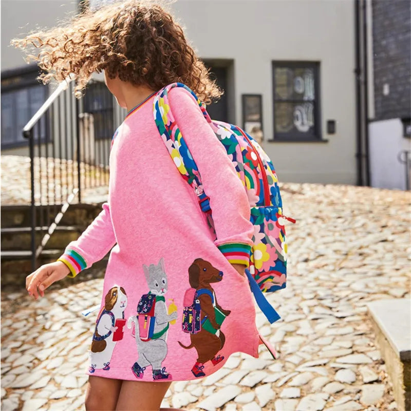 Jumping Meters New Princess Girls Dresses Animals Embroidery
