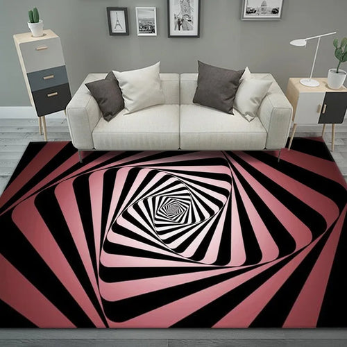 Abstract Geometric Optical Doormat 3D Vortex Illusion Carpet Entrance