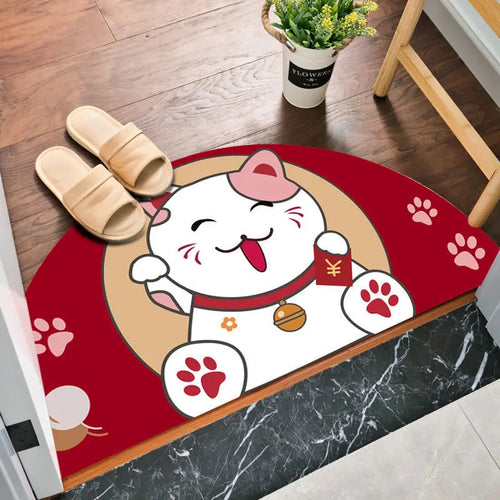 Cartoon Lucky Cat Welcome Entrance Doormats Good Fortune Rug Soft Door