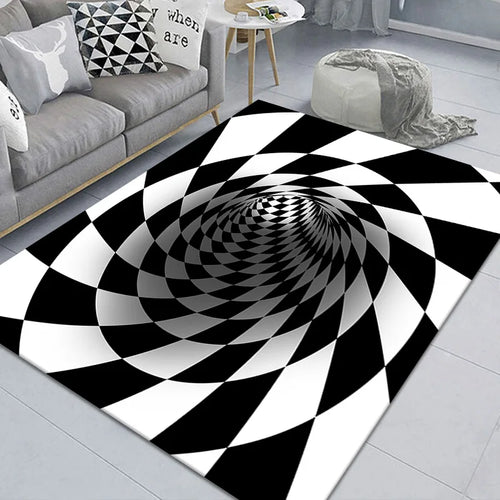 Abstract Geometric Optical Doormat 3D Vortex Illusion Carpet Entrance