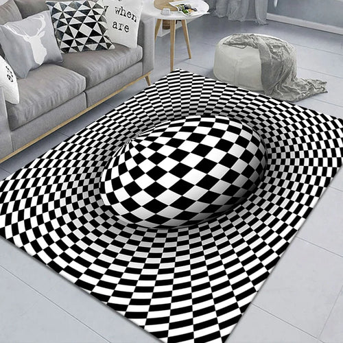 Abstract Geometric Optical Doormat 3D Vortex Illusion Carpet Entrance