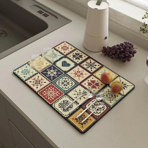 Kitchen Drying Mat Absorbent Drainage Mat Kitchen Rug Coffee Bar Mat