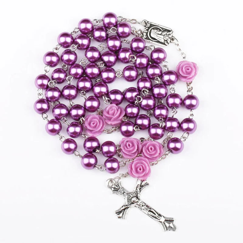 Purple Glass Bead Rosary