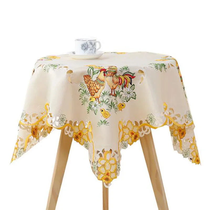 Popular Easter Chicken Embroidery Table Cloth