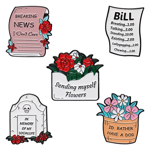Oil Painting Quotes 3-6pcs/set Enamel Pins Custom Quotes Saying