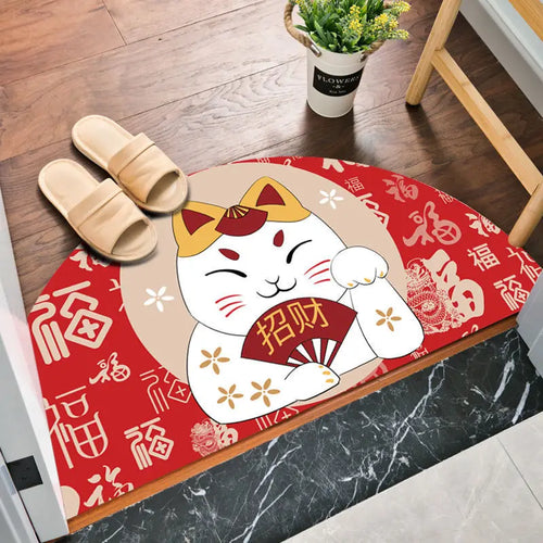 Cartoon Lucky Cat Welcome Entrance Doormats Good Fortune Rug Soft Door