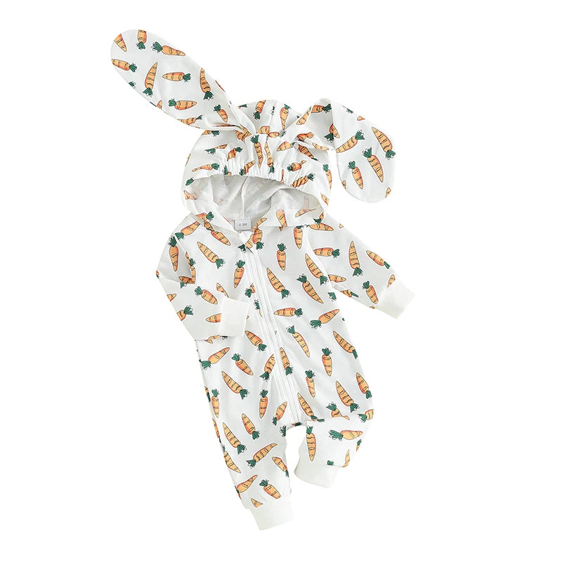 BeQeuewll Toddler Baby Easter Romper Carrot Print