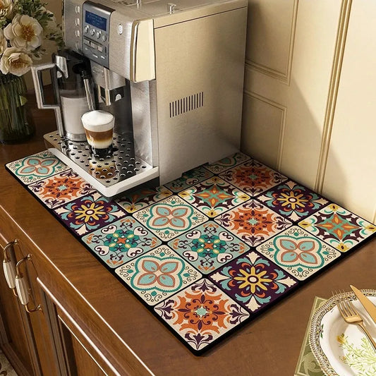 Kitchen Drying Mat Absorbent Drainage Mat Kitchen Rug Coffee Bar Mat