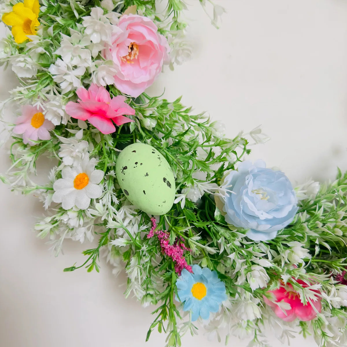 35cm Easter Wreath with Pastel Eggs Artificial Daisy Flower Front Door