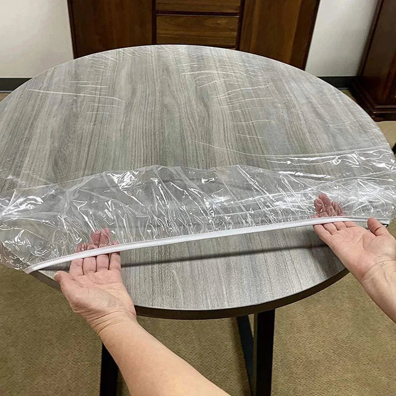 Fitted Round Elastic Tablecloth Transparent Cover
