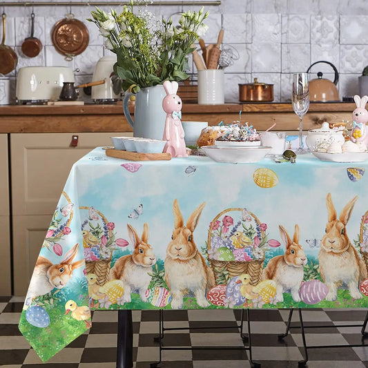 Easter Bunny Waterproof Tablecloth