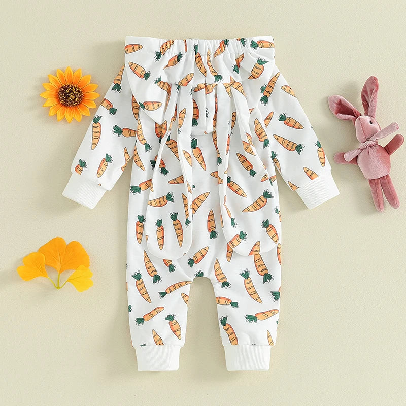 BeQeuewll Toddler Baby Easter Romper Carrot Print