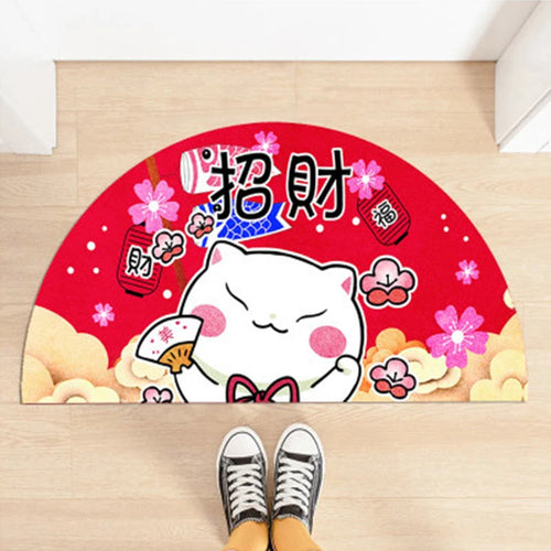 Cartoon Lucky Cat Welcome Entrance Doormats Good Fortune Rug Soft Door